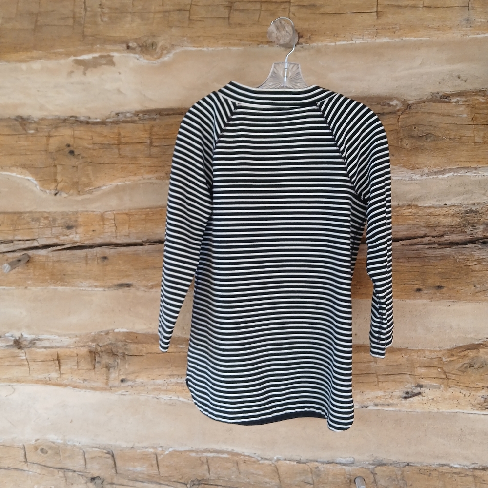 Lands' End Black Striped Raglan Sleeve Tunic Medium - Picture 5 of 10
